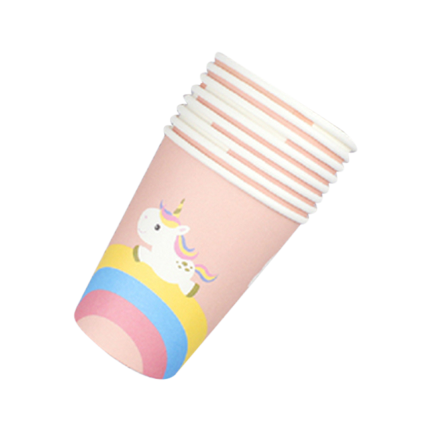 Baby Pink Unicorn Paper Cups 250 ml Set of 8 Pcs