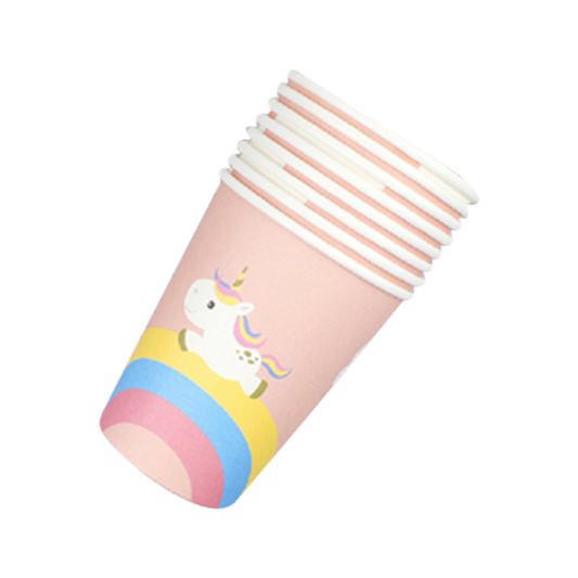 Baby Pink Unicorn Paper Cups 250 ml Set of 8 Pcs