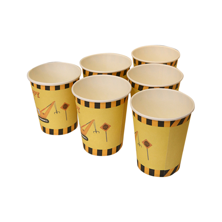 Construction Trucks Themed Paper Cups 250ml