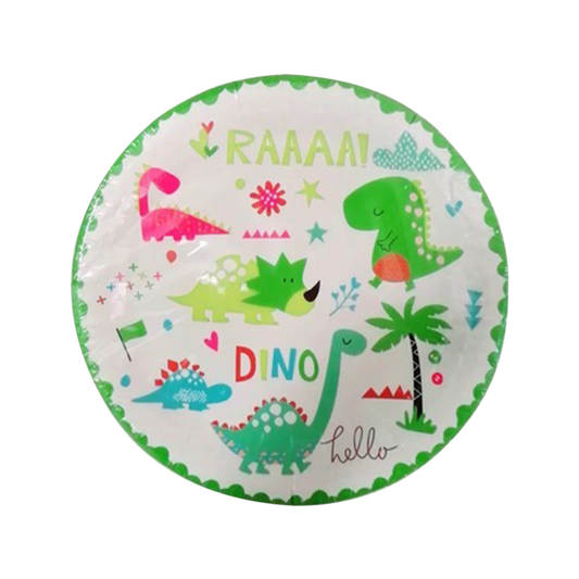Green Dinosaurs Party Paper Plates 12 Pcs