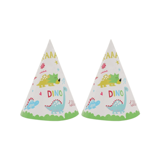 Green Dinosaur Party Hats, 6 pcs 
