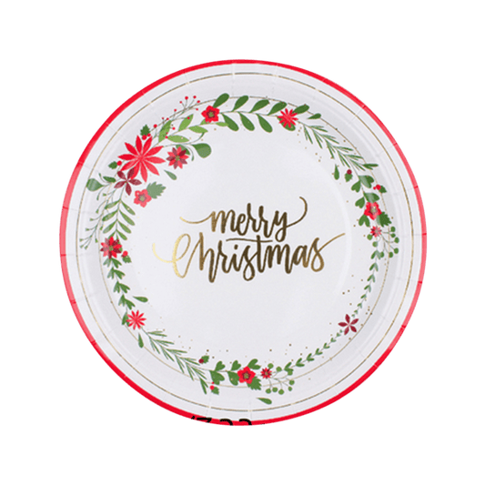 Christmas Wreath Paper Plates, 6 pcs