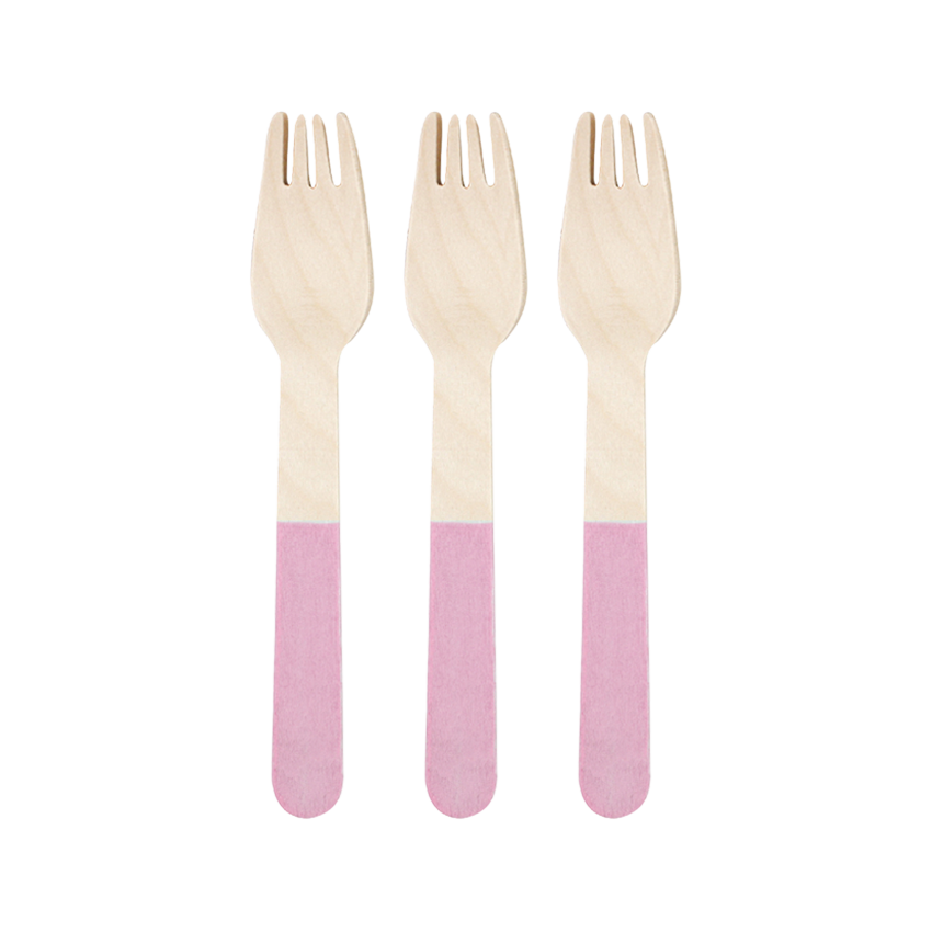 Wooden Cutlery Pink, 8 pcs