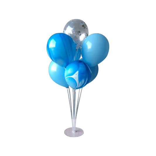 Blue Silver Latex Balloons, 7 pcs