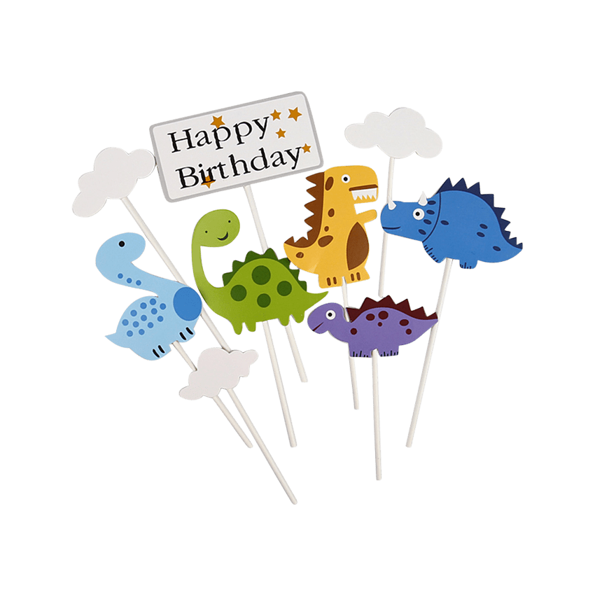 Dinosaurs Happy Birthday Paper Cake Topper