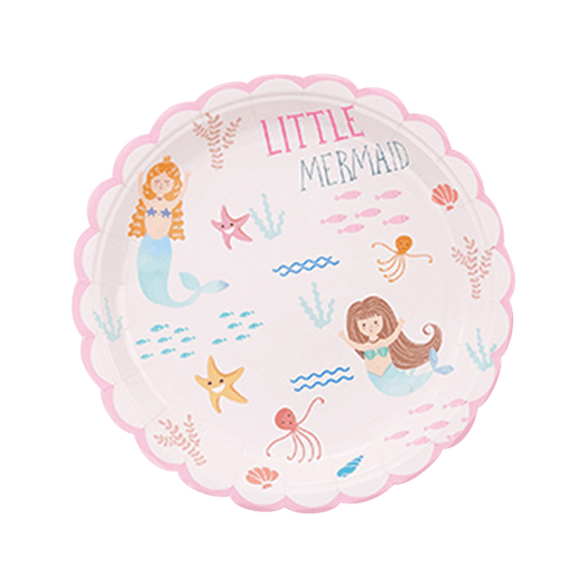 Little Mermaid Round Paper Plates, 10 Pcs