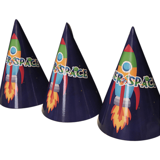 Outer Space Rocket Party Hats, 6 Pcs