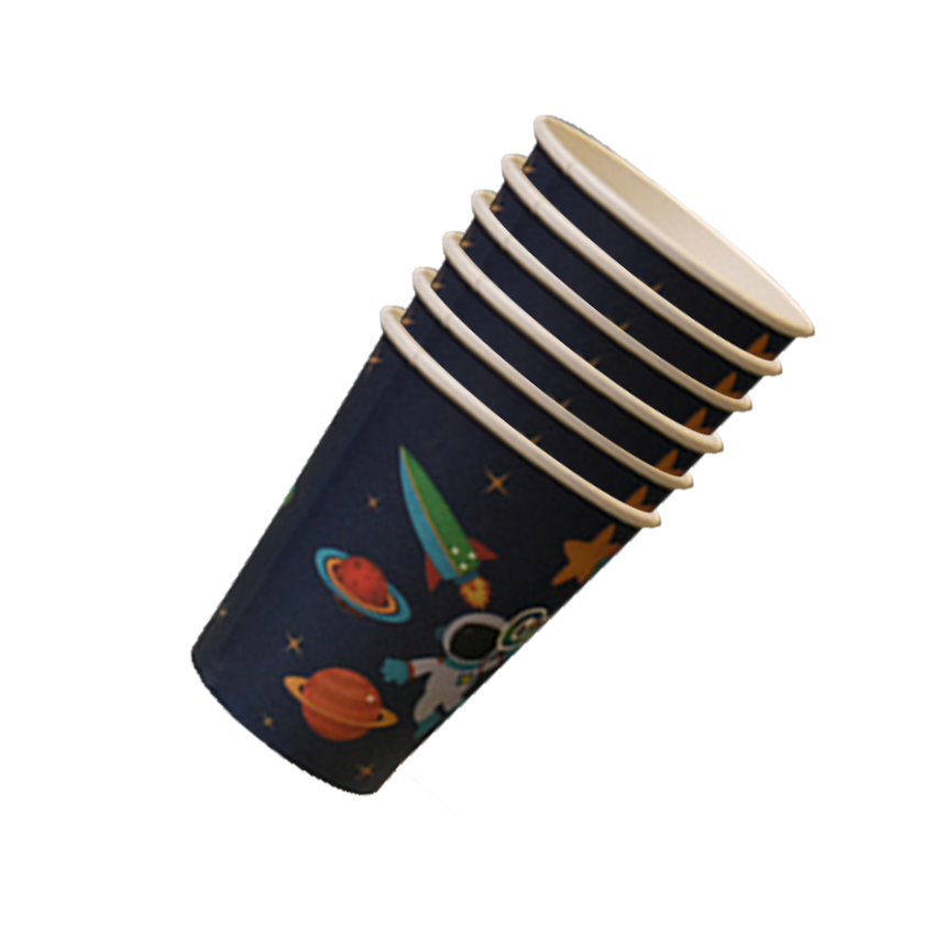 Outer Space Rocket Paper Cups, 6 Pcs