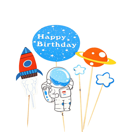 Happy Birthday Space Cake Topper