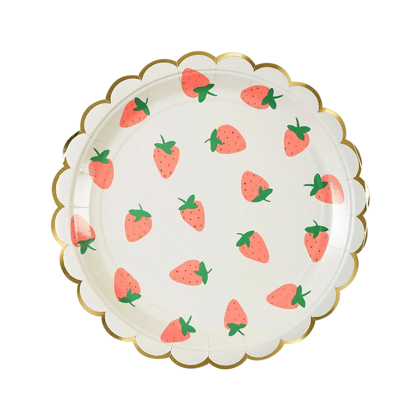 Strawberries Printed Paper Plates, 8 pcs