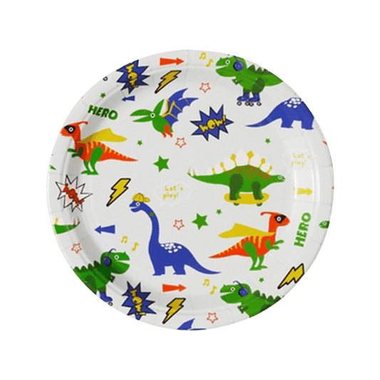 Super Hero Dinosaurs Paper Plates, 10 Pcs