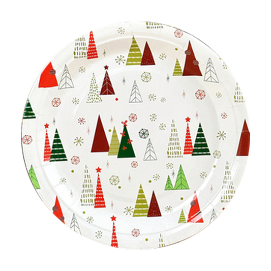 Christmas Tree White Paper Plates, 10 pcs